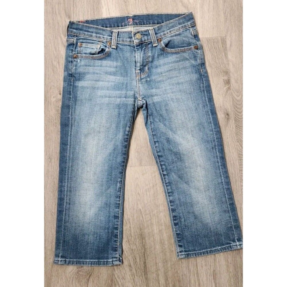 7 For All Mankind Jeans Girl 12 Youth Crop Mid Rise Stretch Denim Y2K